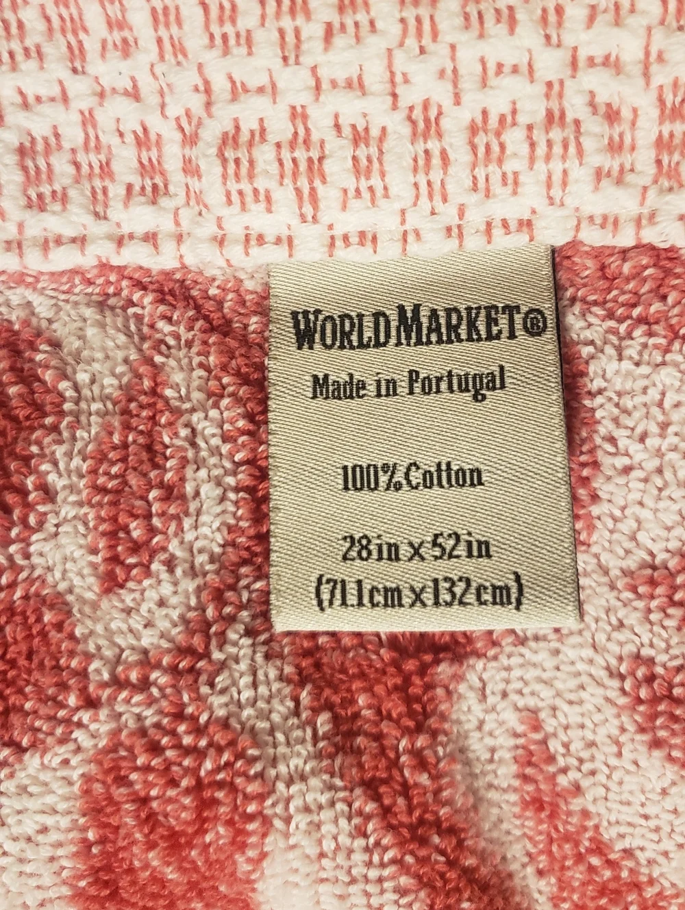 World Market Sophia Bath Towel Cotton Coral  Carved Floral Portugal 28